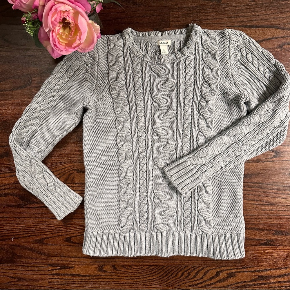 LL Bean cotton cable knit sweater, size S
